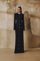 L'SCARLETT crystal heart gown with straight cut and hand-embellished details, elegant and luxurious evening dress.