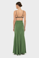 niLuu AQUAFLORA Lucy slip skirt in moss green, maxi skirt with flowing fabric and elegant design, perfect for casual or dressy wear.