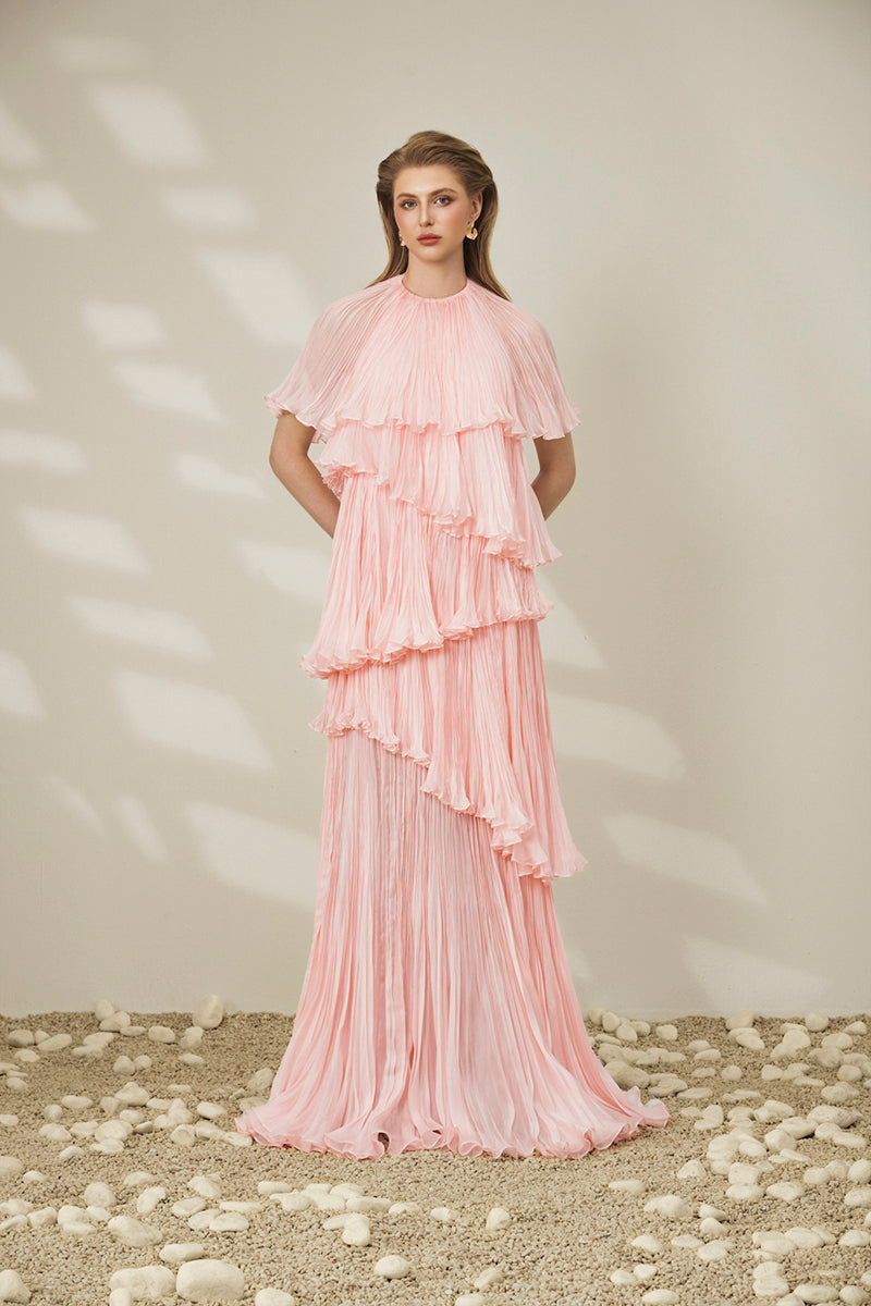 TIERED PINK MAXI DRESS