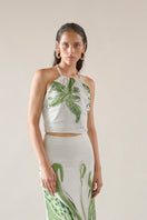 Green print LUA blouse by Tinta Latina, stylish top featuring vibrant pattern and lightweight fabric.
