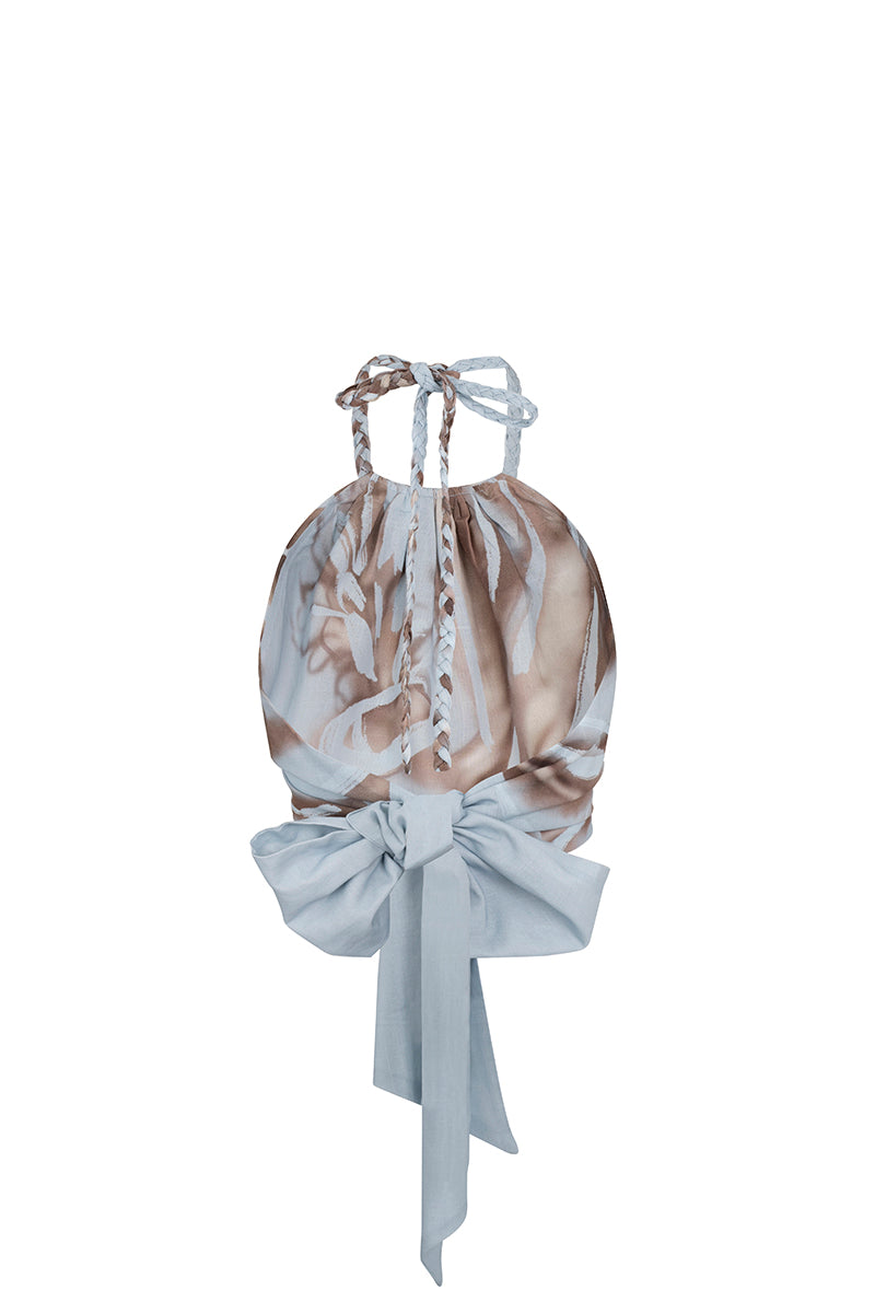 Tinta Latina Lua blouse in soft blue, lightweight tops with long sleeves and relaxed fit, perfect for casual or office wear.