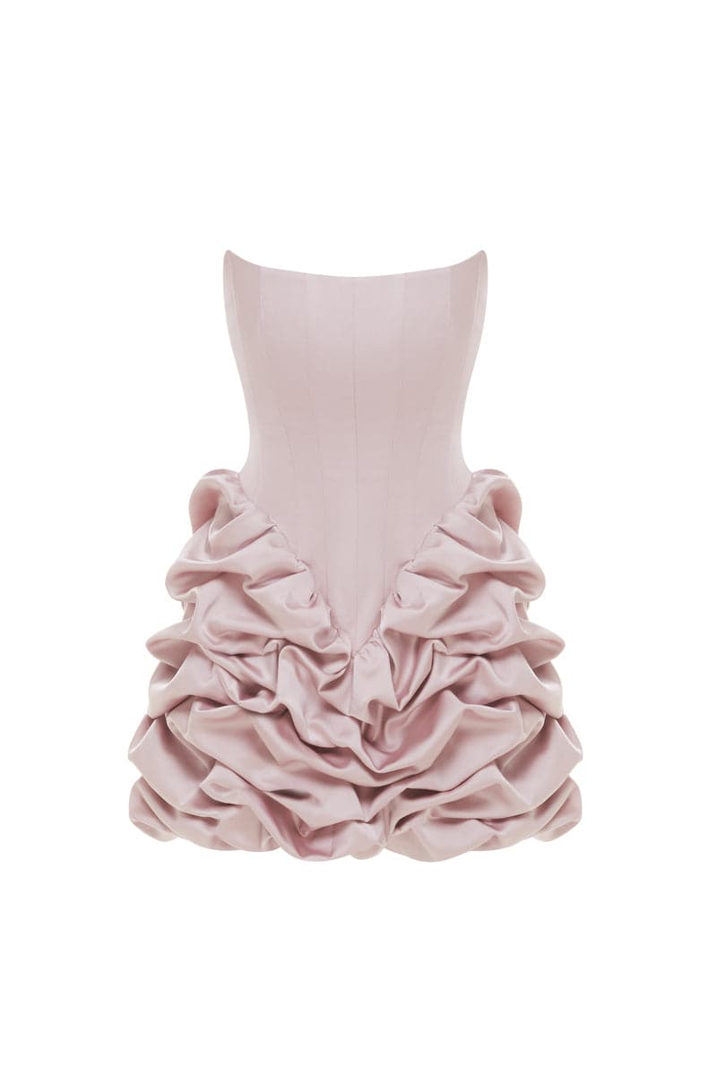 LUCKY ROSE PINK MINI DRESS WITH TRAIL - CULT MIA