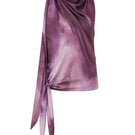 Tinta Latina Lumara blouse in purple print, lightweight top with floral design, short sleeves, and relaxed fit.