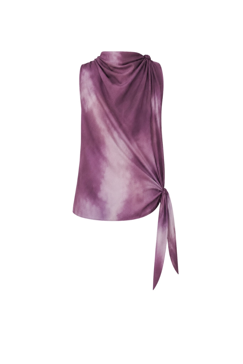 Purple print Lumara blouse by Tinta Latina, stylish women's top with vibrant pattern and elegant fit.