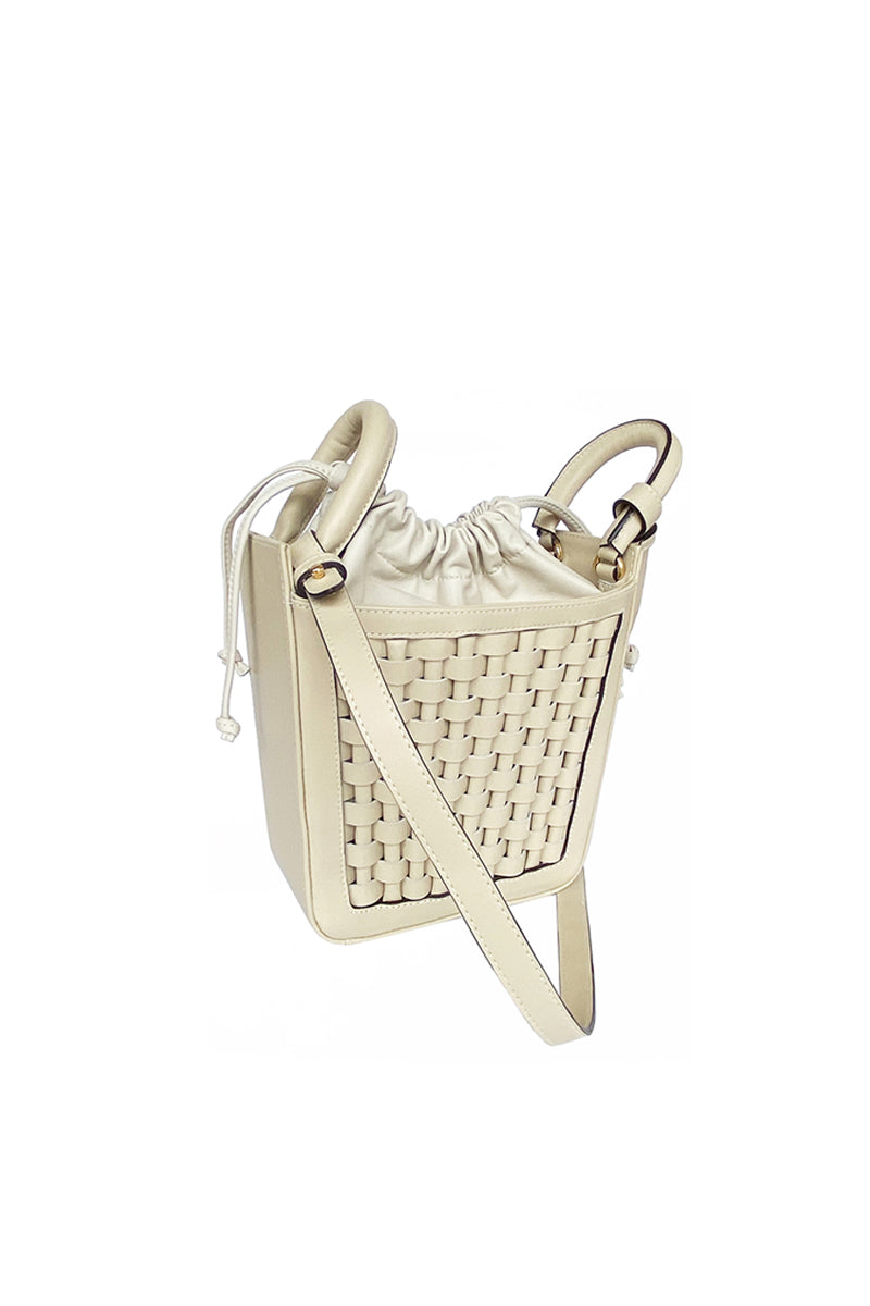 ISIDORA MALVA La Dorada Mini Tote in ivory, top handle bag with sleek design and compact size, perfect for everyday use.
