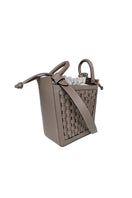 ISIDORA MALVA La Dorada Mini taupe top handle bag with sleek design and compact size, featuring a stylish, versatile look.