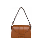 ISIDORA MALVA La Pradera shoulder bag in tan leather with adjustable strap and spacious interior.