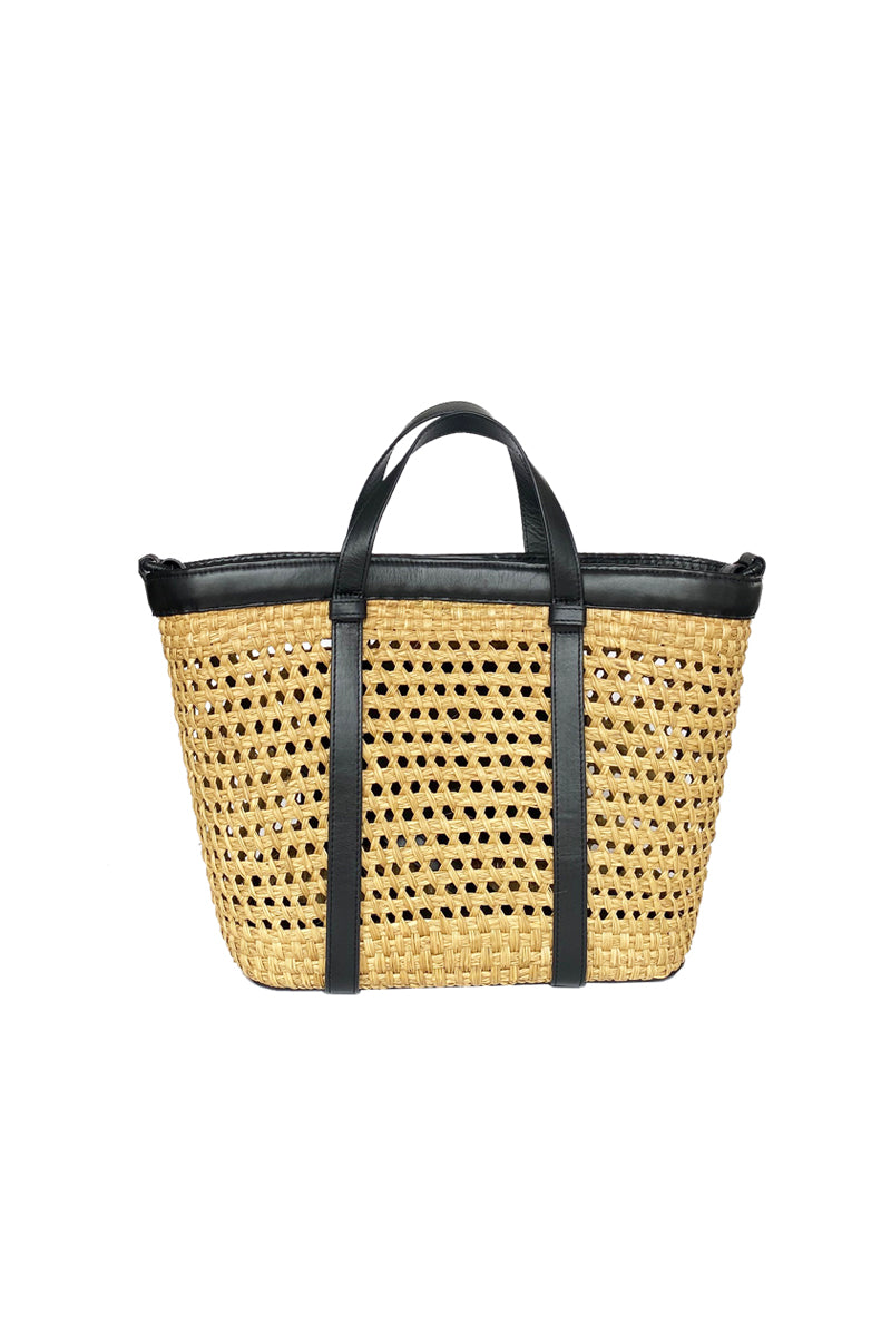 Black ISIDORA MALVA La Union tote bag with top handles, showcasing a stylish and spacious design for everyday use.
