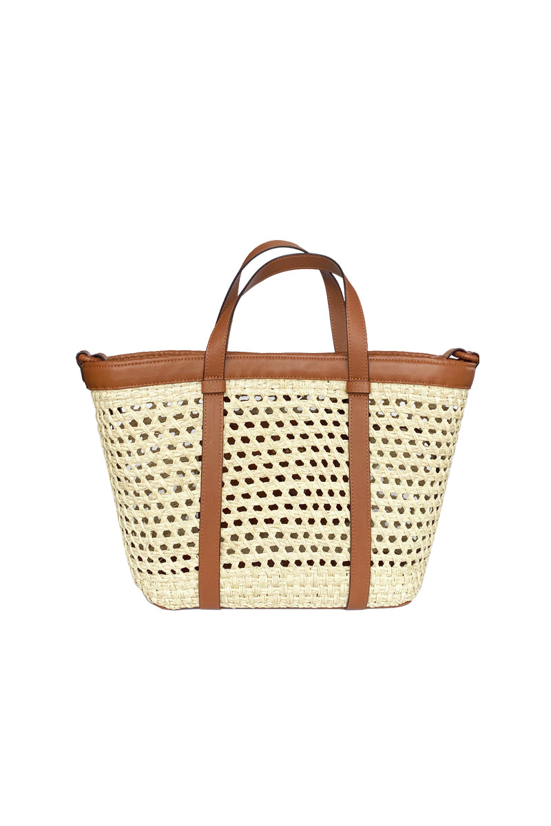 ISIDORA MALVA La Union tote bag in tan with top handle and spacious interior, stylish accessory for everyday use