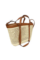 ISIDORA MALVA La Union tote bag in tan leather with top handle design, showcasing its spacious and stylish appearance.
