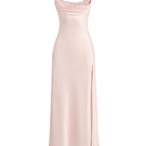 Light pink cowl neck lace midi dress by Stolen Stores, featuring a stylish and elegant design with intricate lace details.