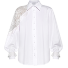 White Liya Lace Reverie Shirt with delicate lace details and a classic fit, perfect for elegant casual wear.