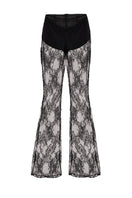Black Kris Marán laced pants with stylish cutout details, showcasing a trendy and edgy fashion look.