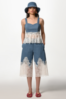 Liya Lacefield top in blue, featuring delicate lace details and a stylish, feminine design.