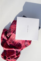 Elegant ladies Brocot silk scarf by Amel Batita, featuring intricate brocot design in a 90cm square size.