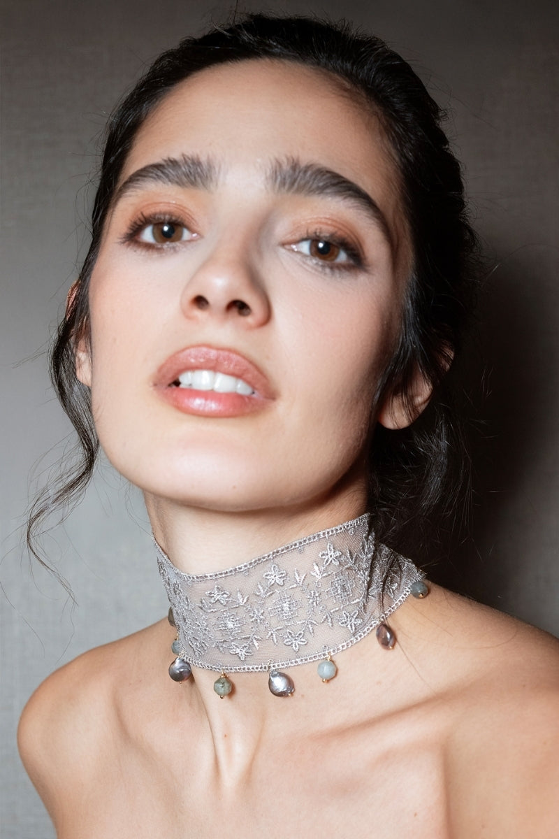 Silver Laia choker necklace by LAVANI JEWELS, featuring a sleek, minimalist design with a smooth, polished finish.