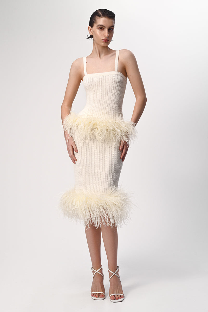 FEATHER TRIMMED MINI SKIRT WITH BOWS IN MULTI | CULT MIA