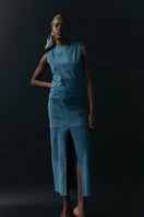 ZUT Laurel maxi skirt in jean blue, flowing denim skirt with a comfortable waist and full-length design.
