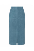 ZUT Laurel maxi skirt in jean blue, flowing denim fabric with a high waist and ankle-length design, stylish and comfortable.