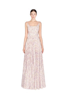 Lavender pleated maxi dress by Montsand featuring flowing fabric and a fitted waist, perfect for elegant summer occasions.
