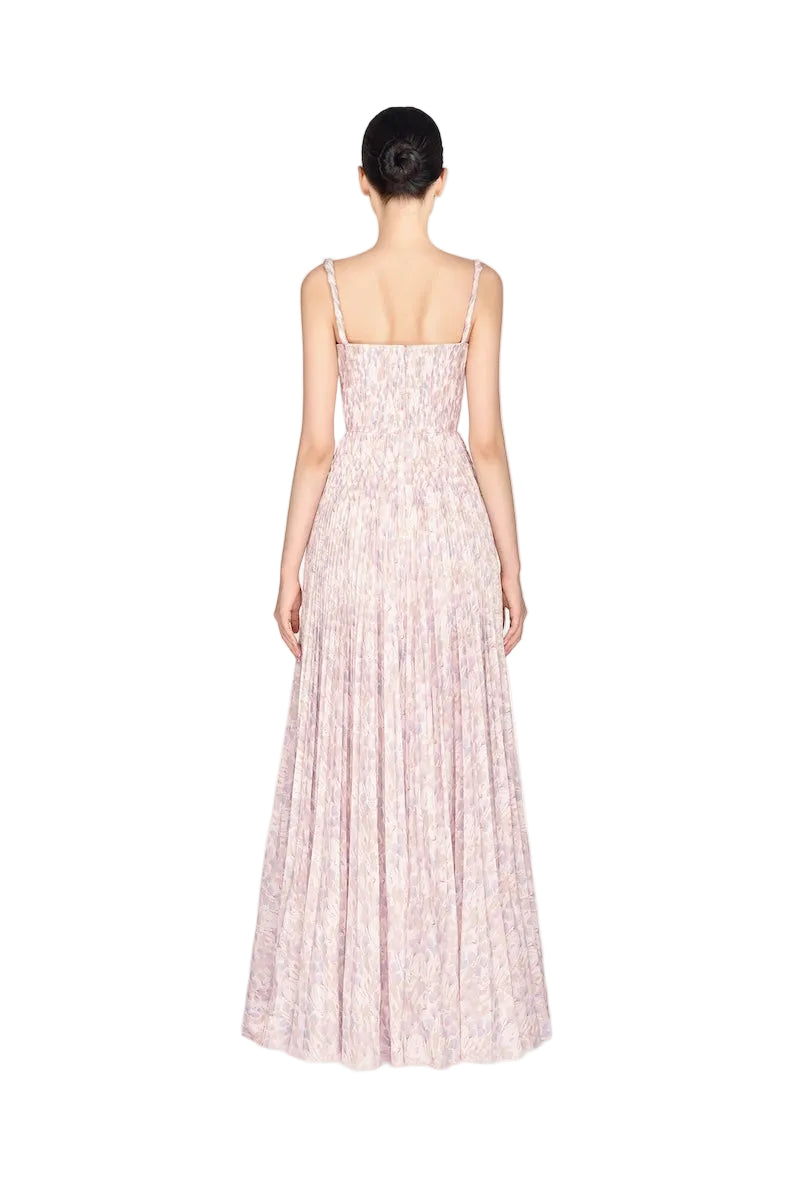 Lavender pleated maxi dress by Montsand, flowing fabric with a relaxed fit, perfect for summer or casual occasions.