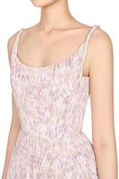 Lavender pleated maxi dress by Montsand featuring flowing fabric and a sleeveless design, perfect for elegant summer occasions.
