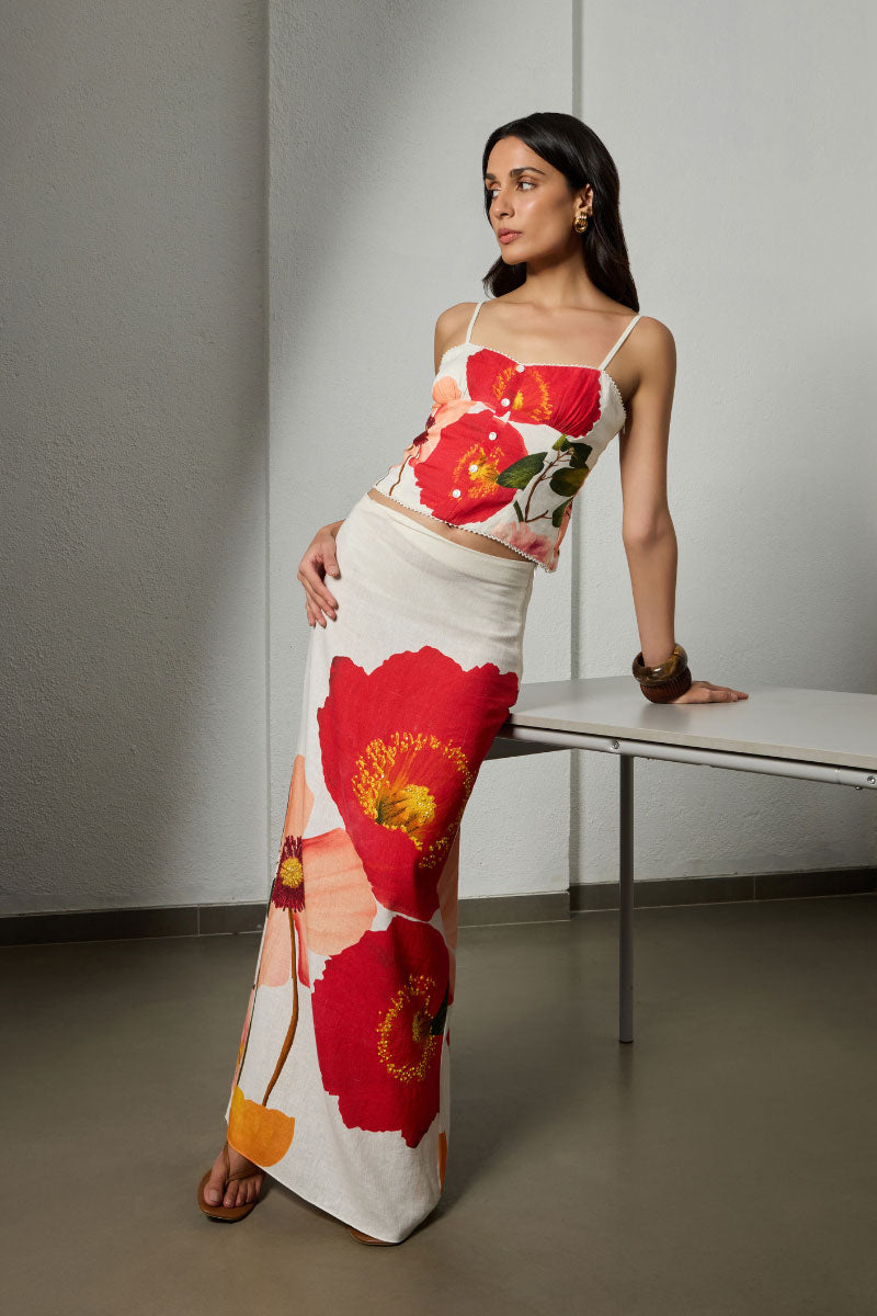 Summer Away Leia Top in Wild Bouquet featuring a vibrant floral pattern, lightweight fabric, and stylish design.