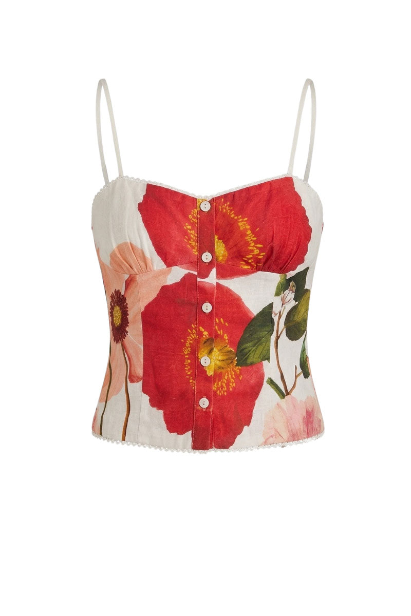 Summer Away Leia Top in Wild Bouquet featuring floral patterned sleeveless design and lightweight fabric.