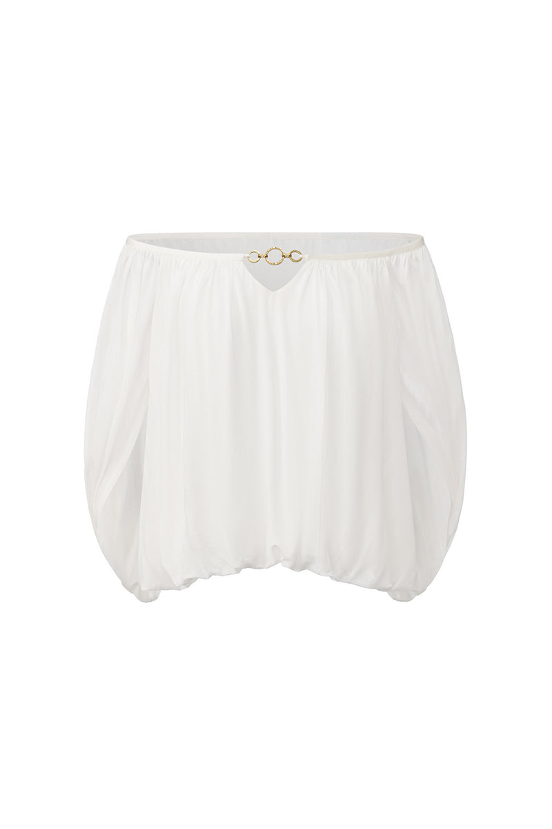 White Leona Top by Nana Jacqueline featuring a ring cutout design, styled with a round neckline and sleeveless fit.