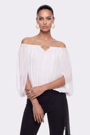 White Leona top by Nana Jacqueline featuring ring cutout details, styled as a fashionable women's tops piece.