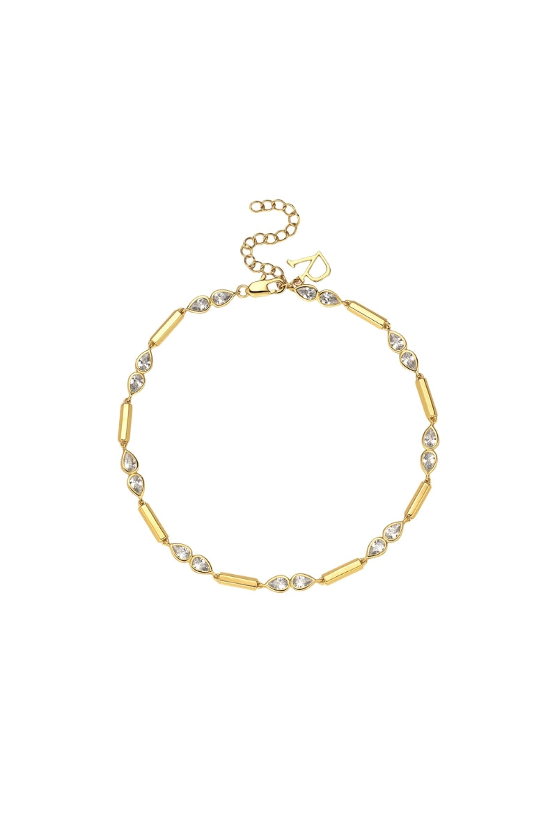 Gold Lia Hex anklet body jewelry by Velvet Desert featuring a geometric hex design on a delicate chain.