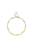 Gold Lia Hex anklet body jewelry by Velvet Desert featuring a geometric hex design on a delicate chain.