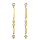 Medium gold Lia Hex Drop Earrings by Velvet Desert featuring geometric hexagon design and elegant drop style.
