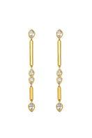 Medium gold Lia Hex Drop Earrings by Velvet Desert featuring geometric hexagon design and elegant drop style.