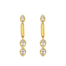 Small gold Lia HEX Drop earrings by Velvet Desert featuring geometric hexagon design and elegant dangle style.