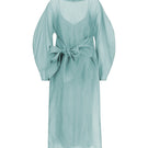 Elegant LIBA Organza Dress in Saxon by MASTANI, featuring a midi length with flowing fabric and stylish design.