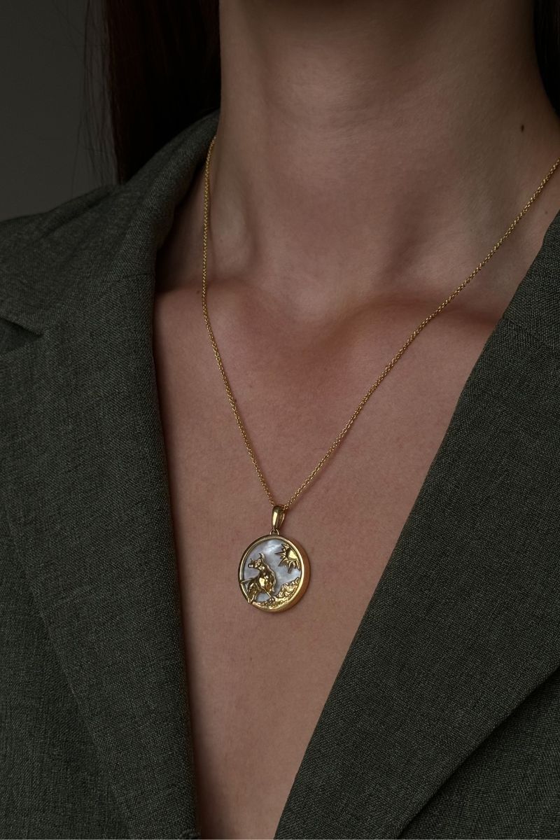 Freya Rose Taurus zodiac necklace with 18ct gold plating, featuring a pendant with Taurus constellation design.