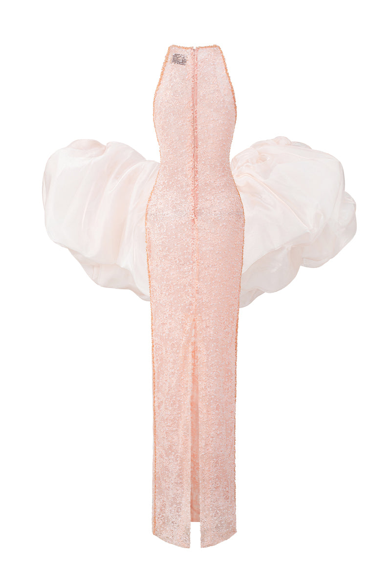 HALTER MESH LACE MAXI DRESS IN PINK | CULT MIA | I.H.F Studio HALTER MESH LACE MAXI DRESS IN PINK | CULT MIA | I.H.F Studio