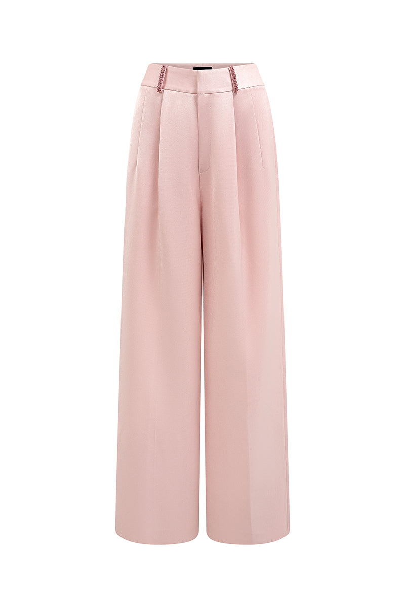 HIGH-WAISTED WIDE LEG PANTS IN LIGHT PINK - CULT MIA