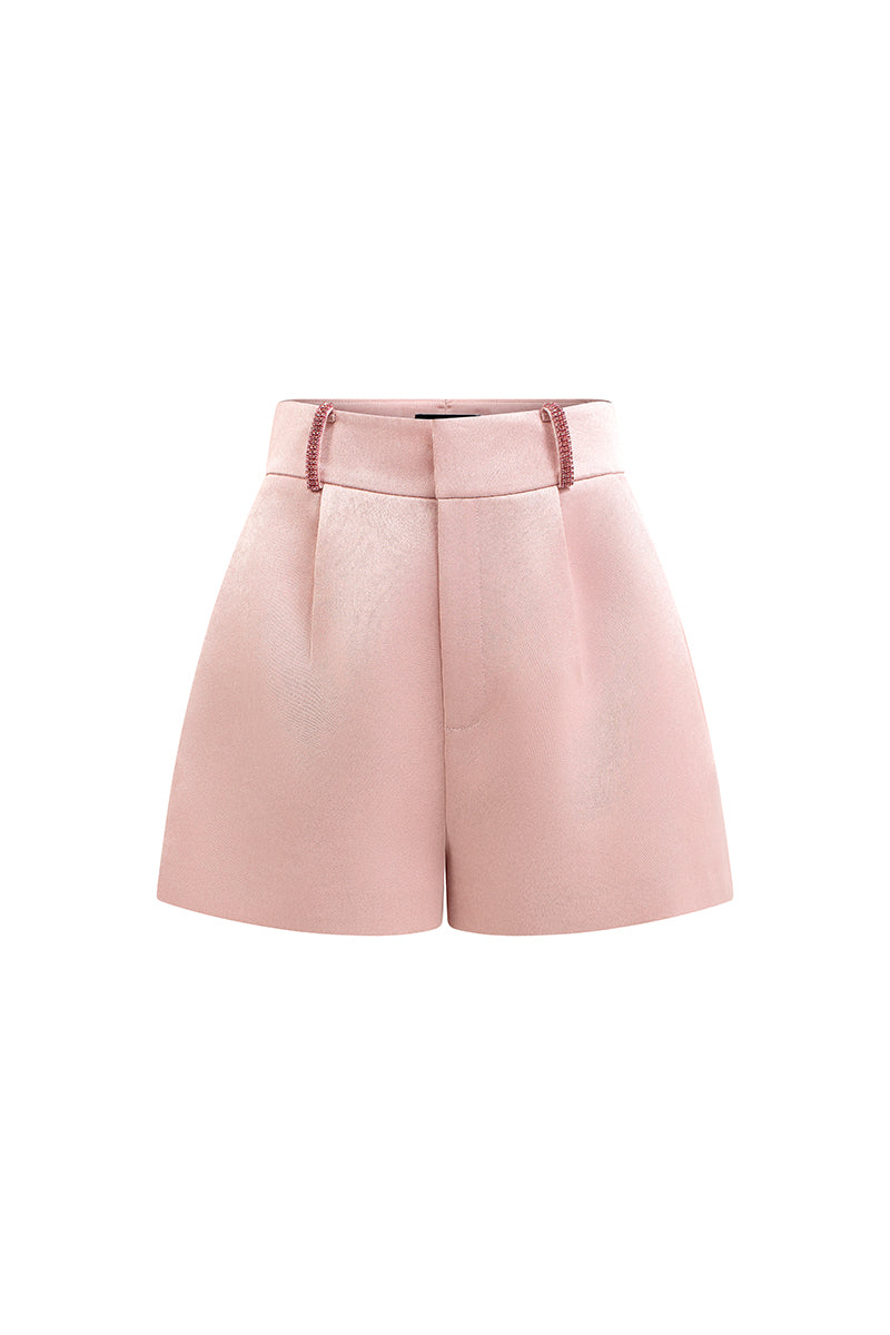 HIGH-RISE TAFFETA SHORTS IN LIGHT PINK