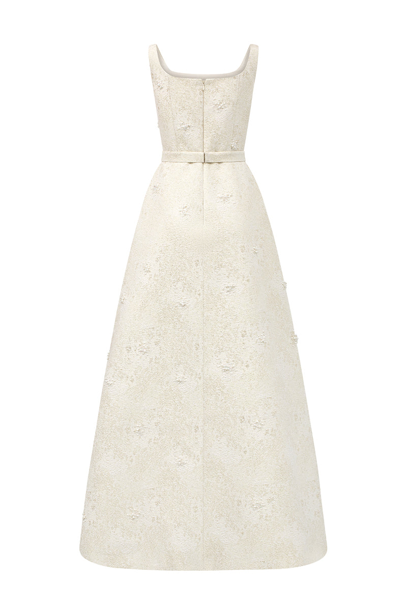 SILK LINED LACQUERED BROCADE GOWN - CULT MIA