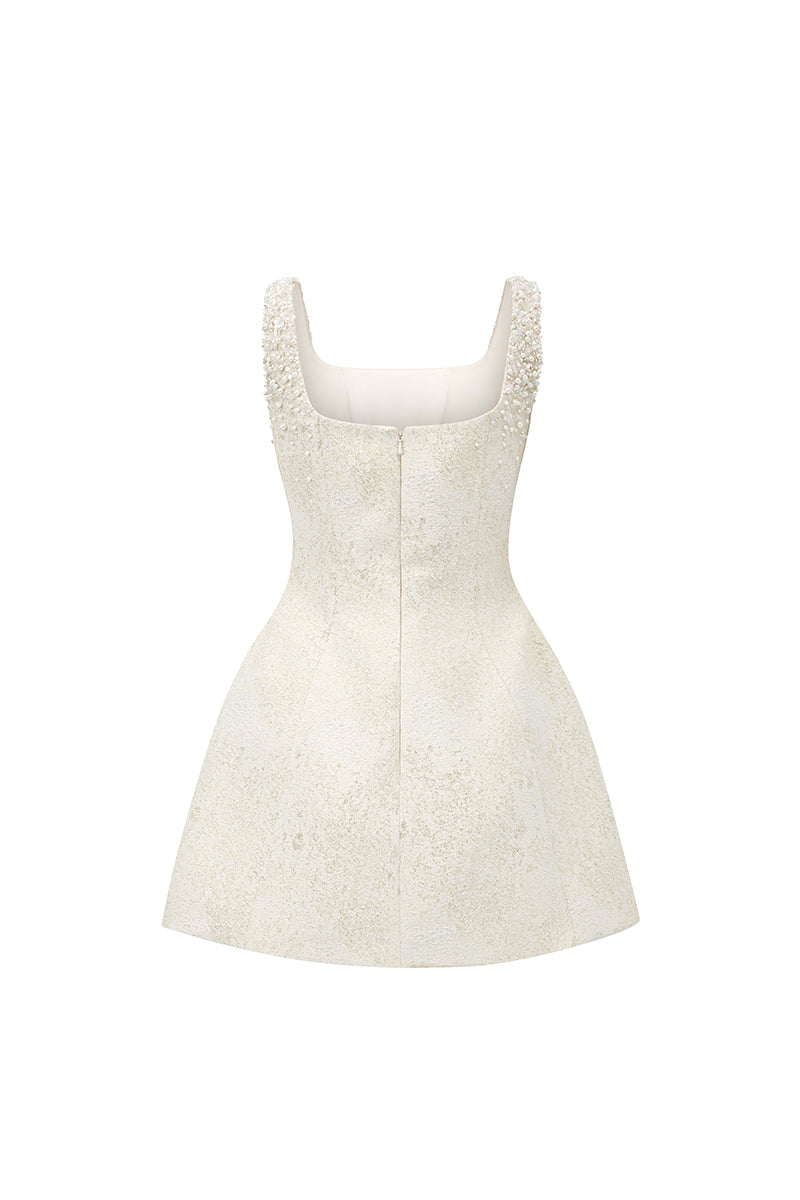 SILK LINED LACQUERED BROCADE MINI DRESS - CULT MIA