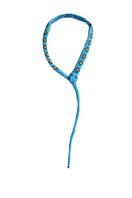 Light blue Guardian snake necklace by Pájara Pinta featuring a detailed snake design on a sleek necklace chain.