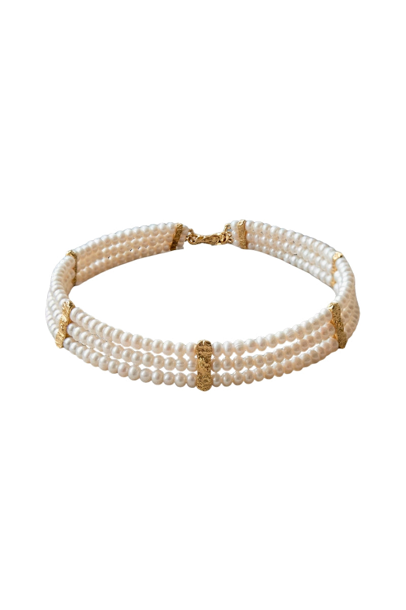 Lavani Jewels Liliana Pearl Choker necklace with white pearls and delicate design, showcasing elegant jewelry for women
