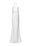 Elegant white gown by MATTERS featuring flowing fabric and a fitted bodice, perfect for formal occasions.