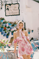 Nana Jacqueline Lilly mini dress in rose pink print, featuring a stylish floral design and lightweight fabric.