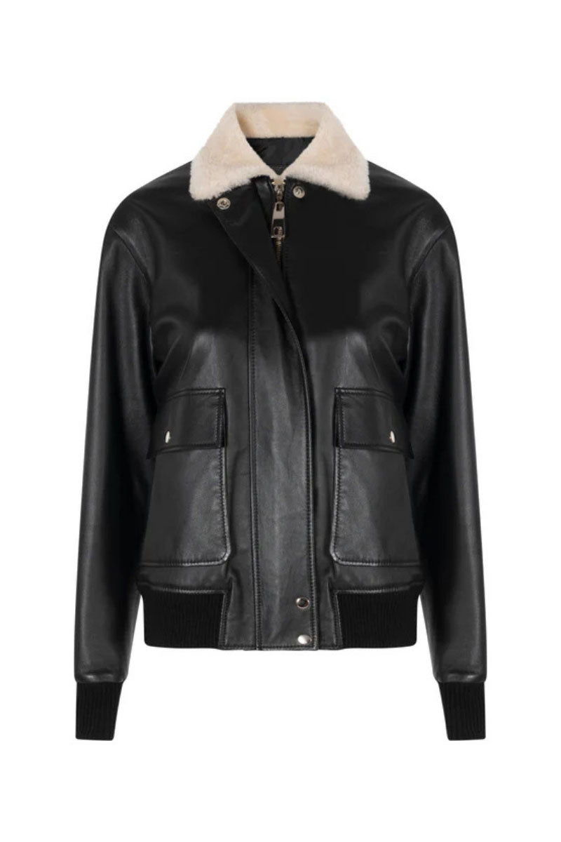 ZUT Limber bomber jacket in black, stylish men's outerwear with a ribbed collar and zip closure, displayed on a hanger.