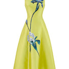 Lime green sleeveless midi dress by Tiny Ink featuring a fitted bodice and flowy skirt, perfect for summer or casual occasions.