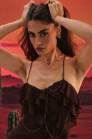 Gold Lisa body chain jewelry by Velvet Desert, featuring intricate chain design for stylish body adornment.