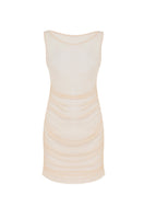 Beige Lisa dress cover-up by Suncillo, lightweight fabric with flowy silhouette, perfect for beach or poolside wear.